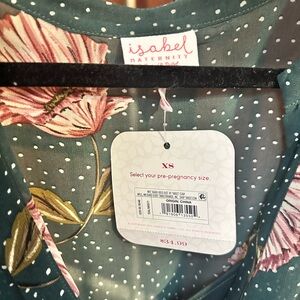 Isabel Maternity by Ingrid & Isabel Teal Floral Polka Dot Dress